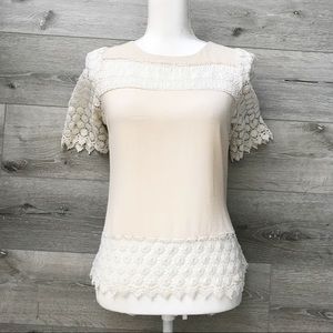Anthropologie Line & Dot Prairie Lace Top Vanilla